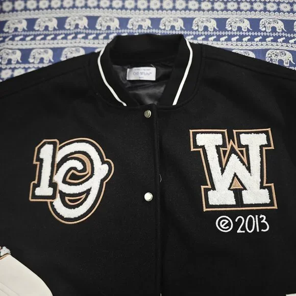Off-White Black and White Baseball Jacket - Picture 3 of 6